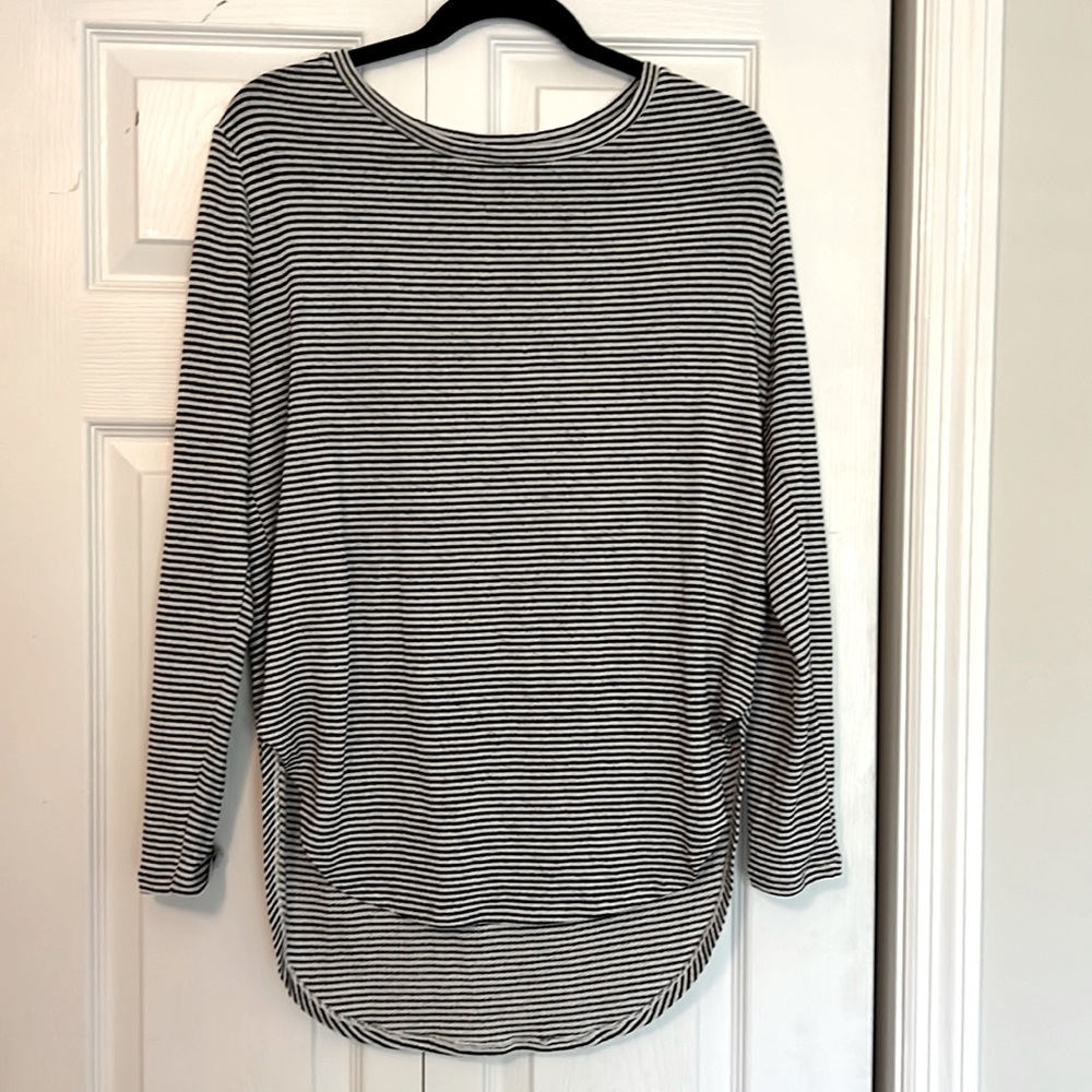 Striped high low blouse